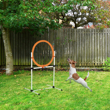 2-in-1 Dog Obstacle Training Agility Equipment Tire Jump Ring/Hurdle Bar with a Simple & Easy Setup & Storage Bag