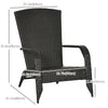 Patio Wicker Adirondack Chair, Outdoor Rattan Muskoka Chair with Cushions for Patio, Garden, Backyard, Cream