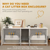 Cat Litter Box Enclosure with Double Room, Scratching Board for 2 Cats, 57