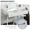 Makeup Vanity Desk with Round Mirror and 2 Drawers, Dressing Table with Cushioned Stool Set for Bedroom (White)