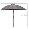 8ft Shanghai Garden Parasol Umbrella with Crank & Tilt, Adjustable Outdoor Sun Shade, Dark Grey