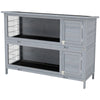 2 Tier Wooden Rabbit Hutch Bunny Pet House Wooden Coop Run, Grey