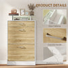 Shoe Cabinet, Slim Shoe Organizer Cabinet with 2 Flip Drawers, Adjustable Shelves, Drawer and Glass Top