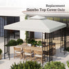 10' x 10' Square 2-Tier Gazebo Canopy Replacement Top Cover Outdoor Garden Sun Shade, Cream White