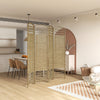 4 Panel Folding Room Divider, Portable Privacy Screen, Wave Fiber Room Partition for Home Office, White, Natural