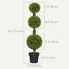 Set of 2 Artificial Ball Boxwood Topiary Trees, Fake Plants in Pots for Indoor Outdoor Decor, Green