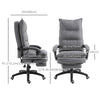 Office Chair 360° Swivel Adjustable Height Linen Style Fabric Recliner with Retractable Footrest and Double Padding, Grey