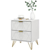 Modern Bedside Table, Accent Nightstand with 2 Drawers, Bed End Table for Bedroom, Black