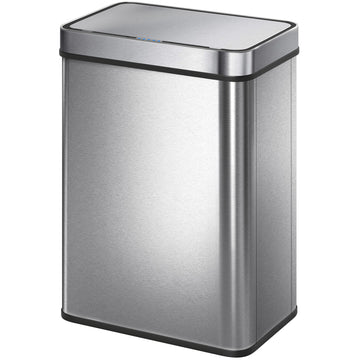 13.2 Gallon Sensor Can, Automatic Garbage Can with Soft-Close Lid, Fingerprint-Proof Stainless Steel, Silver