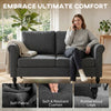 Vintage Loveseat, Upholstered Love Seat Furniture, Chenille-feel Fabric 2 Seater Sofa Couch with Rolled Arms, Gourd-Shaped Rubber Wood Legs for Living Room