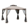 10' x 10' Patio Gazebo Outdoor Pavilion 2 Tire Roof Canopy Shelter Garden Event Party Tent Steel Frame, Brown