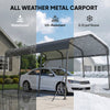 11 x 15FT Metal Carport, Heavy-Duty Carport Canopy with Reinforced Frame & Galvanized Steel Roof, Dark Grey