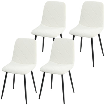 Dining Chairs Set of 4, Upholstered Dining Room Chairs with Steel Legs, Modern Kitchen Chair for Dining Room, Cream White