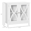 Kitchen Sideboard, Glass Door Buffet Cabinet, Bathroom Storage Cabinet with Adjustable Storage Shelf for Dining Room, Living Room, White
