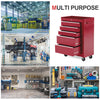 5-Drawer Rolling Tool Cabinet on Wheels, Lockable Tool Chest, Tool Organizer for Garage, Factory and Workshop, Red