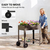 Metal Raised Garden Bed, Elevated Planter Box with 2 Wheels, Handle and Shelf, 31.5