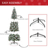 6ft Decorated Christmas Tree with Red Berries and Pine Cones, Flocked Christmas Tree with Pencil Shape, Green