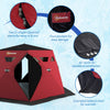 4 Person Insulated Ice Fishing Shelter, Pop-Up Portable Ice Fishing Tent with Carry Bag and Two Doors for -22℉, Red