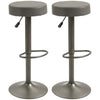 Modern Adjustable Bar Stools Set of 2, Swivel Barstool with Footrest, PU Leather Round Top for Kitchen, Dark Grey
