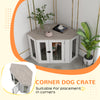 Dog Crate Furniture with Cushion, 41 Inch Corner Design Dog Crate End Table for Medium Dogs, Multi Colour