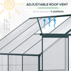 Walk-In Garden Greenhouse Aluminum Polycarbonate with Roof Vent for Plants Herbs Vegetables 8' x 4' x 7' Silver