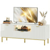 Modern TV Console for TVs up to 60 Inch, Entertainment Center with Smart RGB LED Lights and Soft Close Doors, White
