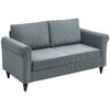 Vintage Loveseat, Upholstered Love Seat Furniture, Chenille-feel Fabric 2 Seater Sofa Couch with Rolled Arms, Gourd-Shaped Rubber Wood Legs for Living Room, Grey