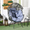 Wicker Egg Chair Outdoor Indoor Rattan Oversized Patio Lounge Chair with 5.5