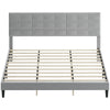 Queen Size Bed Frame with Upholstered Headboard, Modern Platform Bed Frame with Wood Slats, 1100 lbs Capacity, Grey