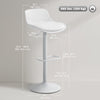 Counter Height Bar Stools Set of 2, Streamlined Bar Chairs with Adjustable Height and Swivel PU Leather Seat, White