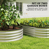 2Pcs Galvanized Raised Garden Bed, 4 x 3 x 1 ft Modular Metal Garden Beds with Rubber Strip Edging, Silver