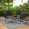 4 Piece Patio Furniture Set, Outdoor Conversation Set with 2 Loveseats, 2 Armchairs, Glass-Top Table, Black