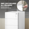 3 Drawer Filing Cabinet, Lockable Steel Office Storage Cabinet with Hanging Bar for Letter, A4, Legal Files, White