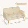 Velvet Feel Fabric 2 Seater Sofa, Small Sofa Loveseat with 8.3