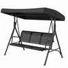 3-Seater Swing Chair Covered Garden Hammock A-Frame Outdoor Porch Glider Sling Seat with Adjustable Canopy Cover, Black