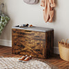 Shoe Storage Bench with Flip Drawer and Lift Top Storage, Entryway Bench with Seat Cushion for Hallway, Rustic Brown