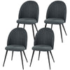 Set of 4 Modern Dining Chairs, Velvet Upholstered Kitchen Chairs with Steel Legs for Living Room, Dark Grey