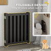 Foldable Dog Gate with Door, 4 Panels Fressstanding Pet Gate, Black
