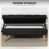 Storage Ottoman with Lid, Velvet Upholstered Storage Bench with Wood Legs for Living Room, Black