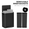 2 x 20 Liter Garbage Bin, Stainless Steel Garbage Can with Soft-Close Lid and Removable Inner Buckets, Black