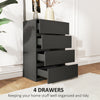 4 Drawer Chest Storage Cupboard Freestanding Drawer Unit, Black