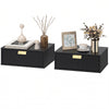 Modern Floating Nightstands Set of 2, Wall Mounted Bedside Tables with Wave Drawer White
