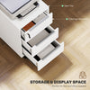3-Drawer File Cabinet with Wheels, Vertical Filing Cabinet with Lock, White