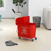 Compact Mop Bucket with Wringer, Mop Bucket on Wheels for Floor Cleaning, 5 Gallon, Separate Dirty and Clean Water, Red