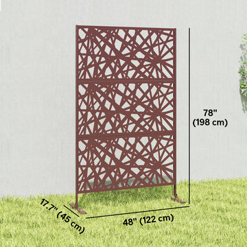 Metal Outdoor Privacy Screen, Freestanding Outdoor Divider with Stand, 78