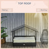 Outdoor Dog House Extendable Wicker Dog Bed with Soft Cushion Washable Cover, for Small and Medium Dogs, Cream White