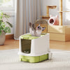 Enclosed Cat Litter Box with Lid, Scoop, Top Entry, Deodorization Bags, Drawer Type Cat Litter Tray, Easy to Clean, Green