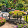 6FT Steel Garden Bridge with Safety Siderails, Decorative Arc Landscaping Bridge for Backyard Creek Stream Pond, Black