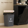 Kitchen Pantry Cabinet with Charging Station, 7 Gallon Trash Can Cabinet, Adjustable Shelves and Acrylic Doors, Black