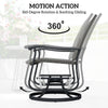 Set of 2 Rattan Patio Glider, Wicker Outdoor Glider Swivel Chair with Steel Frame, High Back for Backyard Porch, Grey